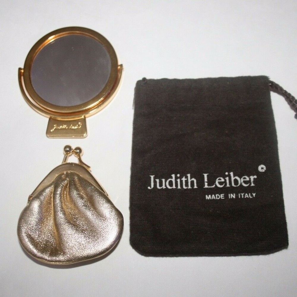 Judith Leiber Coin Purse Mirror Set IN GOLD
